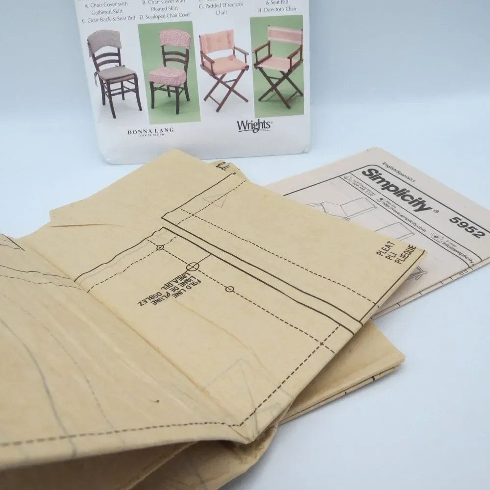 Simplicity 5952 Chair Covers & Pads ONE SIZE Home Decorating Easy DIY
